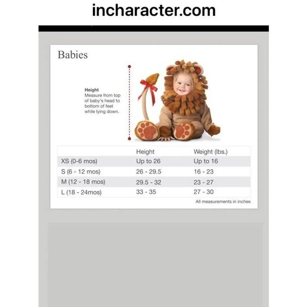 NEW InCharacter Infant Baby Mischievous Monkey Costume